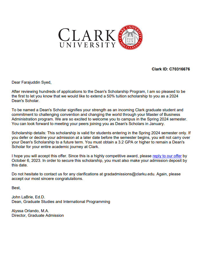 Dean's Merit Scholarship thumbnail 1