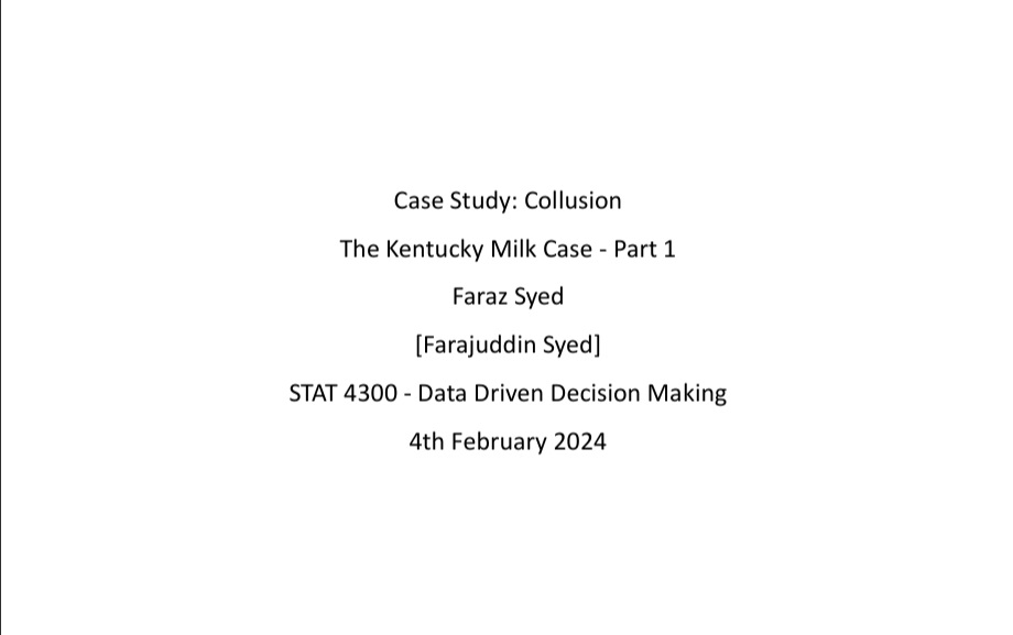 Case Study: Collusion - The Kentucky Milk Case (Part 1)