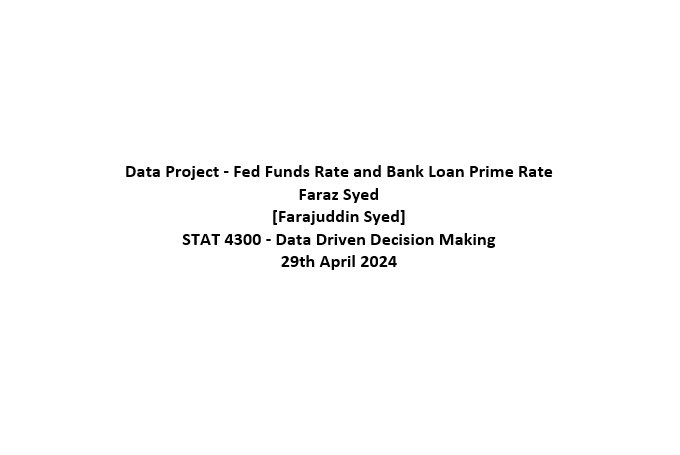 Data Project - Fed Funds Rate and Prime Rate Analysis